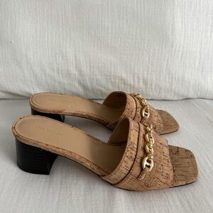 Ann Taylor Cork Chain Flare Block Heel Sandals